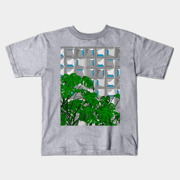 Block and Plant: Monstera Kids T-Shirt by adam@adamdorman.com